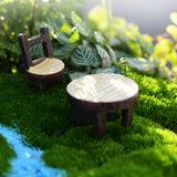 Maxbell 5 Sets of Miniature Resin Chair Table Micro Landscape Bonsai Dollhouse Decor