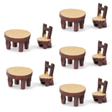 Maxbell 5 Sets of Miniature Resin Chair Table Micro Landscape Bonsai Dollhouse Decor