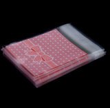 Maxbell 100pcs Clear Cookie Biscuits Snack Candy Gift Packaging Bag Bowknot Pink