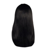 Maxbell Real Human Hair Black Long Straight Wig, Natural Look Silky Hairpieces Wigs, Lady Cosplay Party Costume Heat Resistant 55cm