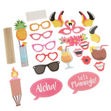 Maxbell 21pcs Set Hawaiian Aloha Flamingo Photo Booth Props Party Decoration
