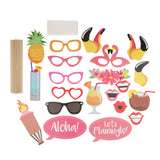 Maxbell 21pcs Set Hawaiian Aloha Flamingo Photo Booth Props Party Decoration