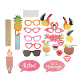 Maxbell 21pcs Set Hawaiian Aloha Flamingo Photo Booth Props Party Decoration