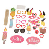 Maxbell 21pcs Set Hawaiian Aloha Flamingo Photo Booth Props Party Decoration