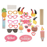 Maxbell 21pcs Set Hawaiian Aloha Flamingo Photo Booth Props Party Decoration
