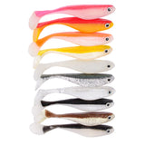 Maxbell 10pcs Lifelike 3D Eye Soft Worm Lures Eco-friendly Silicone Bait Fishing T Tail Lures for Striped Bass Blackfish Catfish