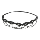 Maxbell Women's Vintage Boho Hippie Black Tassel Headband Rhinestone Head Chain