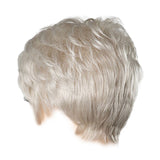 Maxbell Chic Short Wigs For Elegant Women Real Human Hair & Bangs Fluffy Layered Wig Silver Gary for Cosplay Party Dress