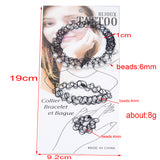 Maxbell Fashion Gothic Tattoo Choker Necklace Bracelet Ring Anklet Vintage Henna Jewelry Set