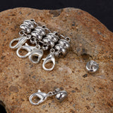 Maxbell 10Pcs 7mm Ball Magnetic Lobster Clasp Extender Chain Jewelry Making Silver