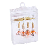 Maxbell 4pcs Spoon Fishing Lure Spinnerbait Hard Bait Rotating Sequins w/Tackle Box