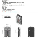 Maxbell 12-Way Blade Fuse Box 32V LED Illuminated Automotive Fuse Block for Car Boat Marine Trike with LED Indicator Light Kit