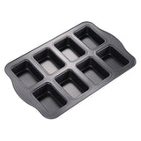 Maxbell Mini Loaf Pan, 8 Cavity Carbon Steel Cake Mold for Bread, Loaf, Muffin, Brownie, Cornbread, Cheesecake, Pudding, Kitchen Bakeware