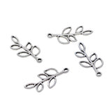 Maxbell Alloy Charms Pendants Jewelry DIY Crafts Findings, 30pcs Sold, Hollow Leaf Branch Shaped, 33x16mm