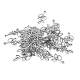 Maxbell Alloy Charms Pendants Jewelry DIY Crafts Findings, 30pcs Sold, Hollow Leaf Branch Shaped, 33x16mm