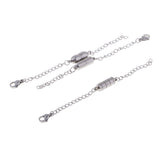 Maxbell 3 Pieces Stainless Steel Magnetic Clasps Connector with Extender Chain Jewelry Making Findings Silver