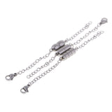 Maxbell 3 Pieces Stainless Steel Magnetic Clasps Connector with Extender Chain Jewelry Making Findings Silver