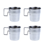 Maxbell 4pcs Pack Stainless Steel Water Cups Outdoor Camping Coffee Mug with Folding Handle for Outdoors