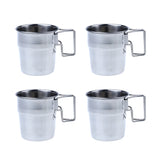 Maxbell 4pcs Pack Stainless Steel Water Cups Outdoor Camping Coffee Mug with Folding Handle for Outdoors