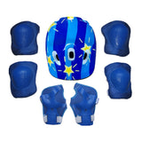 Maxbell Set of 7 Pcs Kids Adult Roller Skating Helmet Knee Wrist Guard Elbow Pad Blue