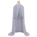 Maxbell Princess Bed Canopy Mosquito Net for Kids Baby Round Dome Castle Play Tent, Yarn Curtain Crib Netting Hanging Home Decor - Grey