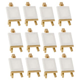 Maxbell Art Supply Artists 3"x3" Mini Canvas with Easel Set Painting Drawing Art Craft for Both Kids Adults - 12 Mini Canvases & 12 Mini Easels, Wedding Table Decoration Signs