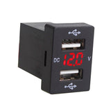 Maxbell 5V 2.1A Dual USB Power Chargers With Red LED Voltmeter For Toyota