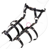 Maxbell Sexy Women's Black Punk Studded Leather Harness Garter Belt Waist Leg Cincher 6 Rings