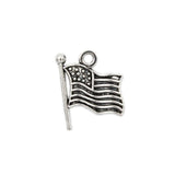 Maxbell 20 Pieces Silver Vintage USA American Flag Pendant Finding Bead Findings Patriotic Jewelry Making Supplies