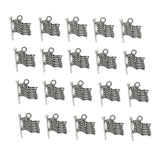 Maxbell 20 Pieces Silver Vintage USA American Flag Pendant Finding Bead Findings Patriotic Jewelry Making Supplies