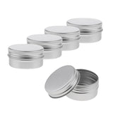 Maxbell 5 Pieces 1oz/30g Silver Aluminum Round Tins Empty Slip Slide Containers Bottle with Screw Lid for Lip Balm,Crafts,Cosmetic,Candles,Travel Storage