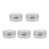 Maxbell 5 Pieces 1oz/30g Silver Aluminum Round Tins Empty Slip Slide Containers Bottle with Screw Lid for Lip Balm,Crafts,Cosmetic,Candles,Travel Storage