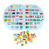 Maxbell Wooden World Map with 36 Flags Toy Set, Puzzle Matching Game, Kids Geography Educational Toy