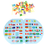 Maxbell Wooden World Map with 36 Flags Toy Set, Puzzle Matching Game, Kids Geography Educational Toy