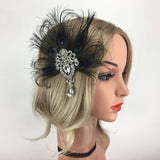 Maxbell Womens Vintage 1920s Flapper Feather Fascinator Hair Clip Wedding Bridal
