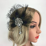 Maxbell Womens Vintage 1920s Flapper Feather Fascinator Hair Clip Wedding Bridal