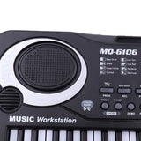 Maxbell Black 61-key Digital Electric Piano Kids Toy W/Microphone & Charging Cable Children Toy Birthday Gift