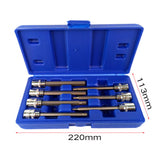 Maxbell SAE Hex Socket Set 7pcs Long Reach 3/8'' Drive Key Bits Heat Treated Chrome Vanadium Steel Sockets