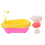 Maxbell 1/6 Miniature Bathtub + Toilet Model Dollhouse Miniature Furniture for  Blythe BJD Dolls Accessory Kids Playset