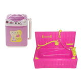 Maxbell Plastic Bathtub + Washing Machine Set Dollhouse Accessories For  Dolls Bathroom Furniture