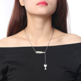 Maxbell Elegant Winebottle Stainless Steel Pendant Necklace Chain Women Girl Accessory