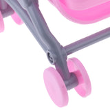 Maxbell 1/6 Pink Baby Cradle Bed + Stroller Model Dollhouse Miniature Furniture for Blythe  Dolls Accessory Kids Playset