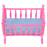 Maxbell 1/6 Pink Baby Cradle Bed + Stroller Model Dollhouse Miniature Furniture for Blythe  Dolls Accessory Kids Playset