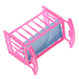 Maxbell 1/6 Pink Baby Cradle Bed + Stroller Model Dollhouse Miniature Furniture for Blythe  Dolls Accessory Kids Playset