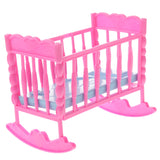 Maxbell 1/6 Pink Baby Cradle Bed + Stroller Model Dollhouse Miniature Furniture for Blythe  Dolls Accessory Kids Playset