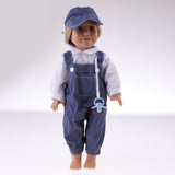 Maxbell Adorable Jeans Rompers with Hat Pacifier Suit for 18inch American Girl Our Generation My Life Dolls Clothing Accessory