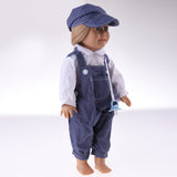 Maxbell Adorable Jeans Rompers with Hat Pacifier Suit for 18inch American Girl Our Generation My Life Dolls Clothing Accessory