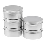 Maxbell 5 Pack 200ml Portable Empty Cosmetic Silver Aluminium Pot Jar Tin Lip Gloss Makeup Container Storage Box 46mm Deep