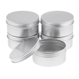 Maxbell 5 Pack 200ml Portable Empty Cosmetic Silver Aluminium Pot Jar Tin Lip Gloss Makeup Container Storage Box 46mm Deep