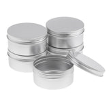 Maxbell 5 Pack 200ml Portable Empty Cosmetic Silver Aluminium Pot Jar Tin Lip Gloss Makeup Container Storage Box 46mm Deep